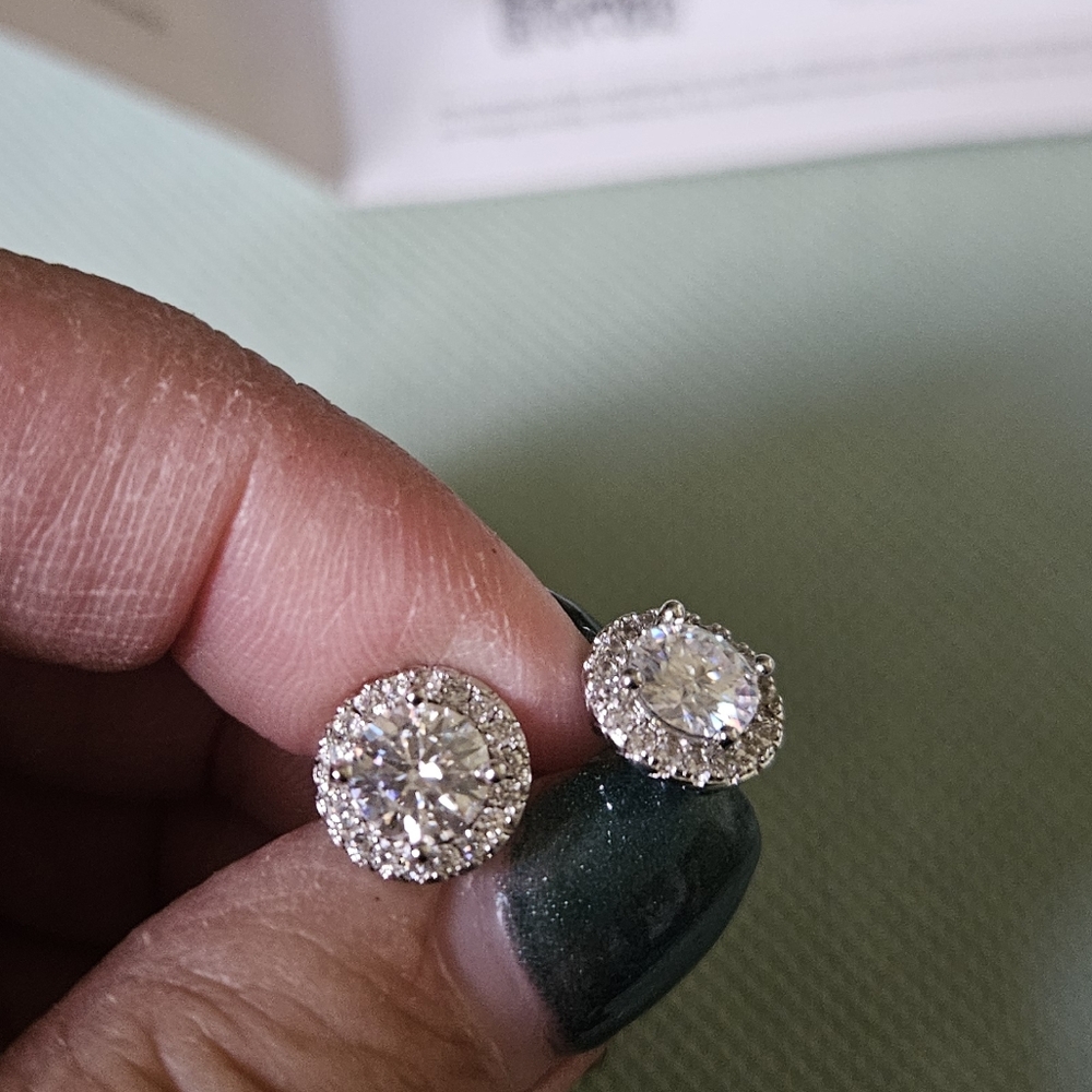 Elegant Silver Stud Earrings With 1 Ct Moissanite Stones